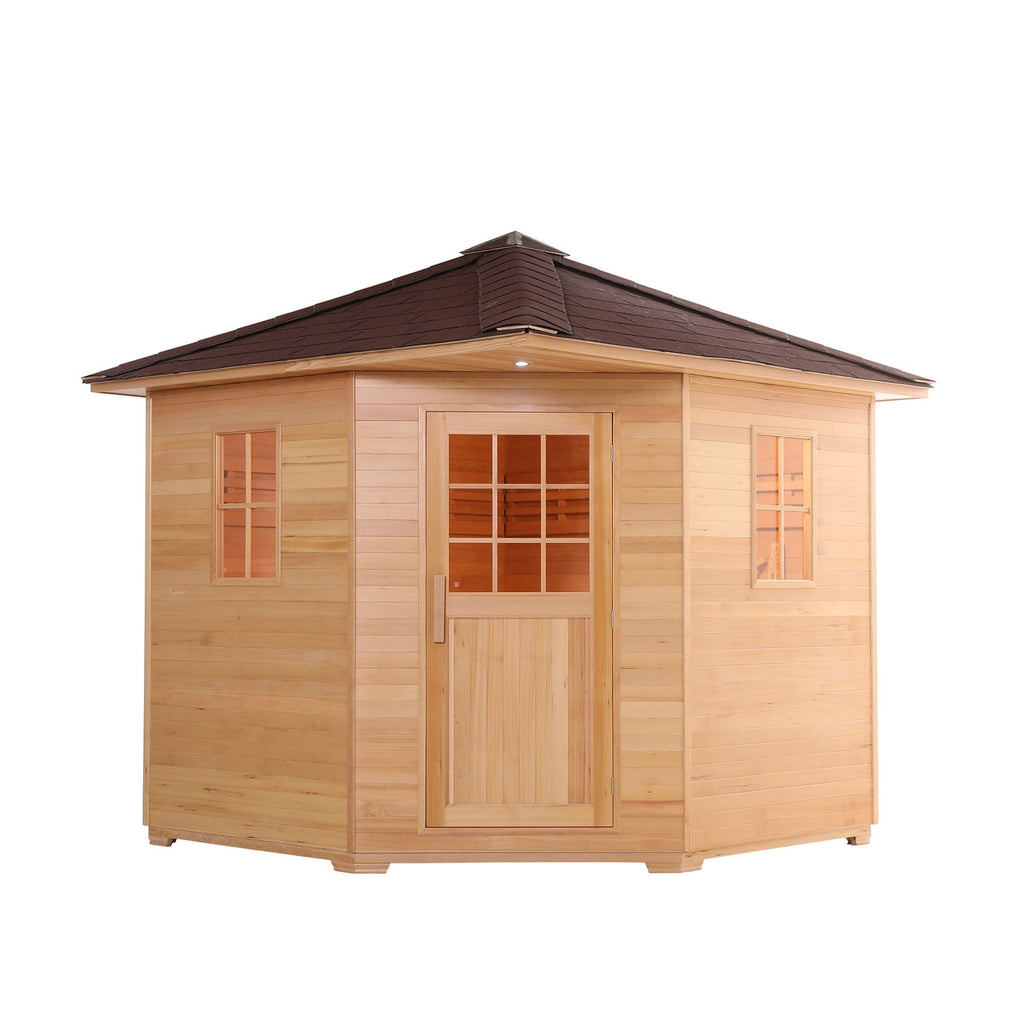 Aleko Canadian Hemlock Wet Dry Outdoor Sauna with Asphalt