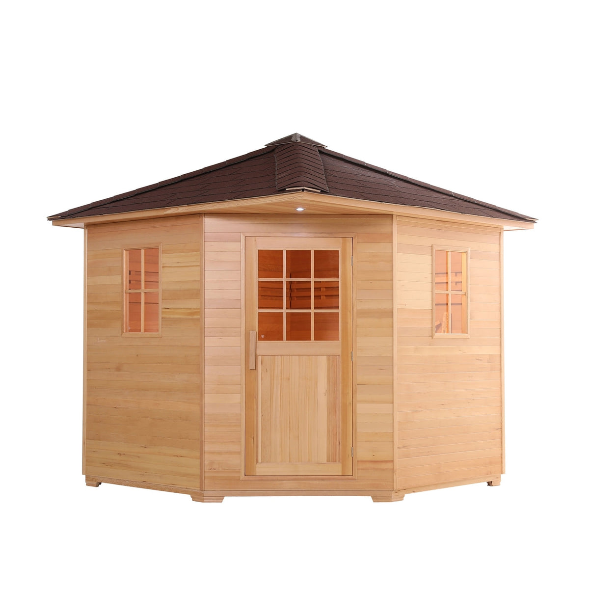Aleko Canadian Hemlock Wet Dry Outdoor Sauna with Asphalt
