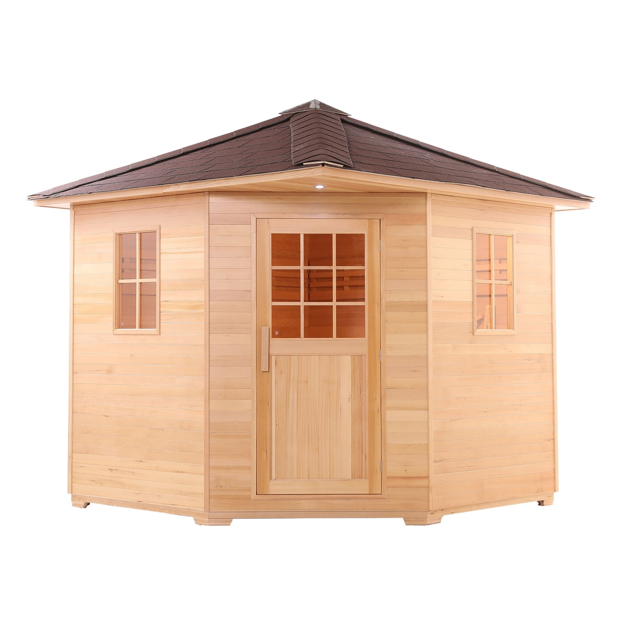 Aleko Canadian Hemlock Wet Dry Outdoor Sauna with Asphalt