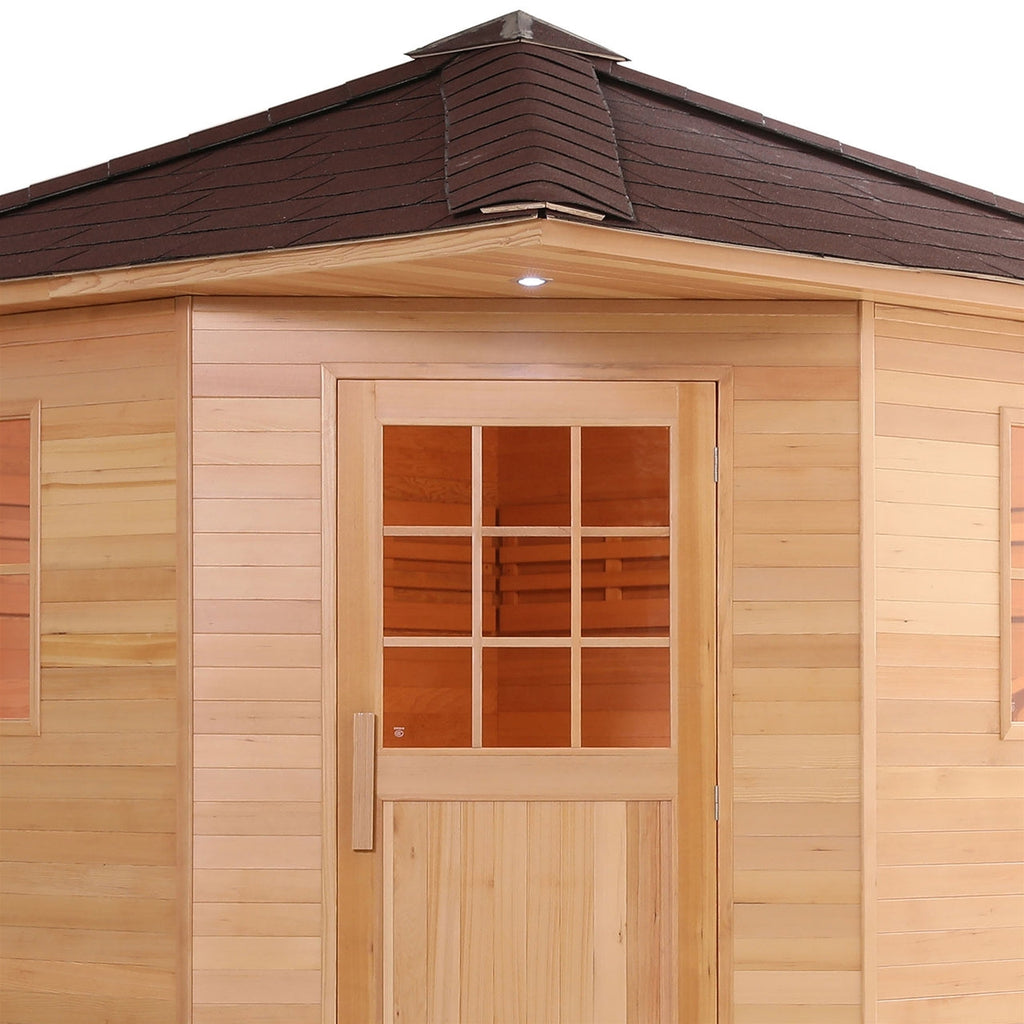 Aleko Canadian Hemlock Wet Dry Outdoor Sauna with Asphalt
