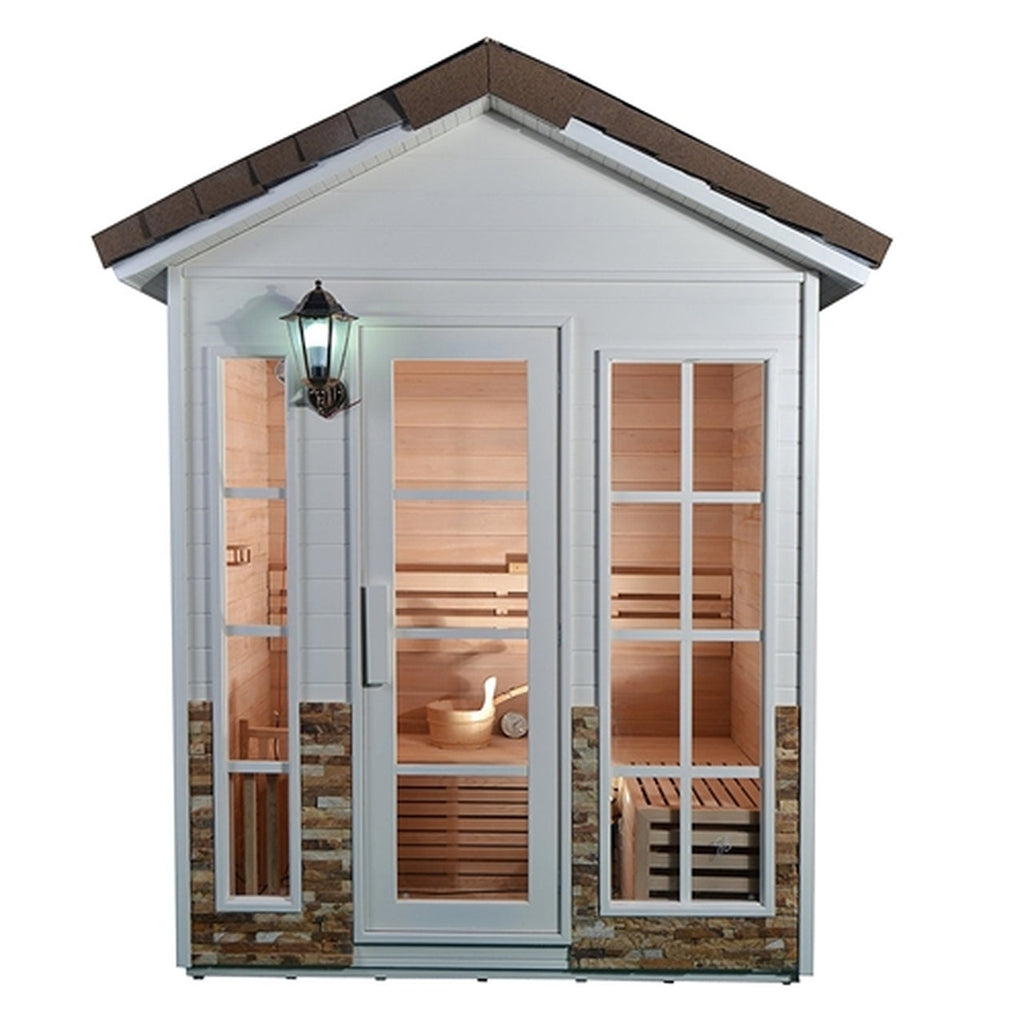 Aleko CED6PORI Outdoor Canadian Red Cedar Wet Dry Sauna - 6