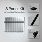 Aleko Commercial Grade 8-Panel Steel Fence Kit – Athens –