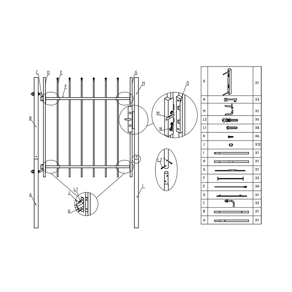 Aleko DIY Steel Pedestrian Gate Kit - ATHENS Style - 3 x 5