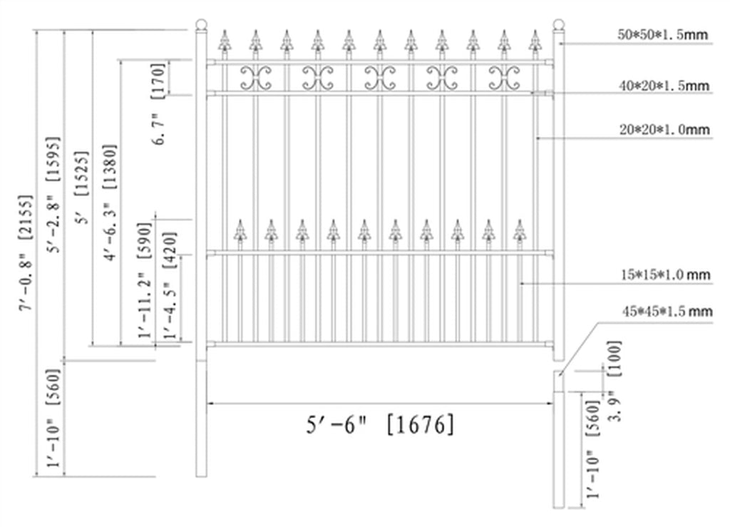 Aleko DIY Wrought Iron Ornamental Fence - Venice Style