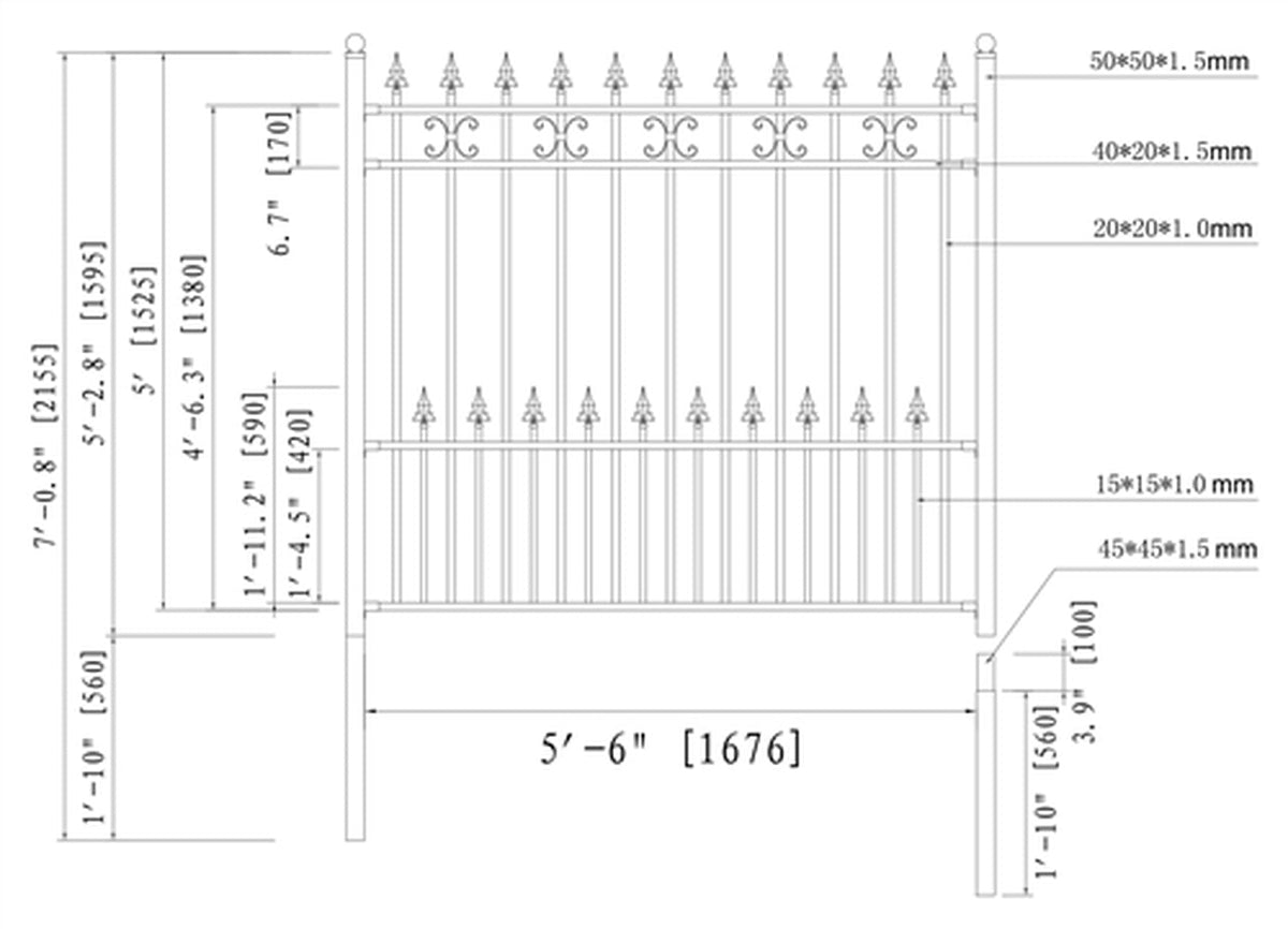 Aleko DIY Wrought Iron Ornamental Fence - Venice Style