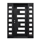Aleko Doors Iron Square Top Geometric-Embossed Single Door