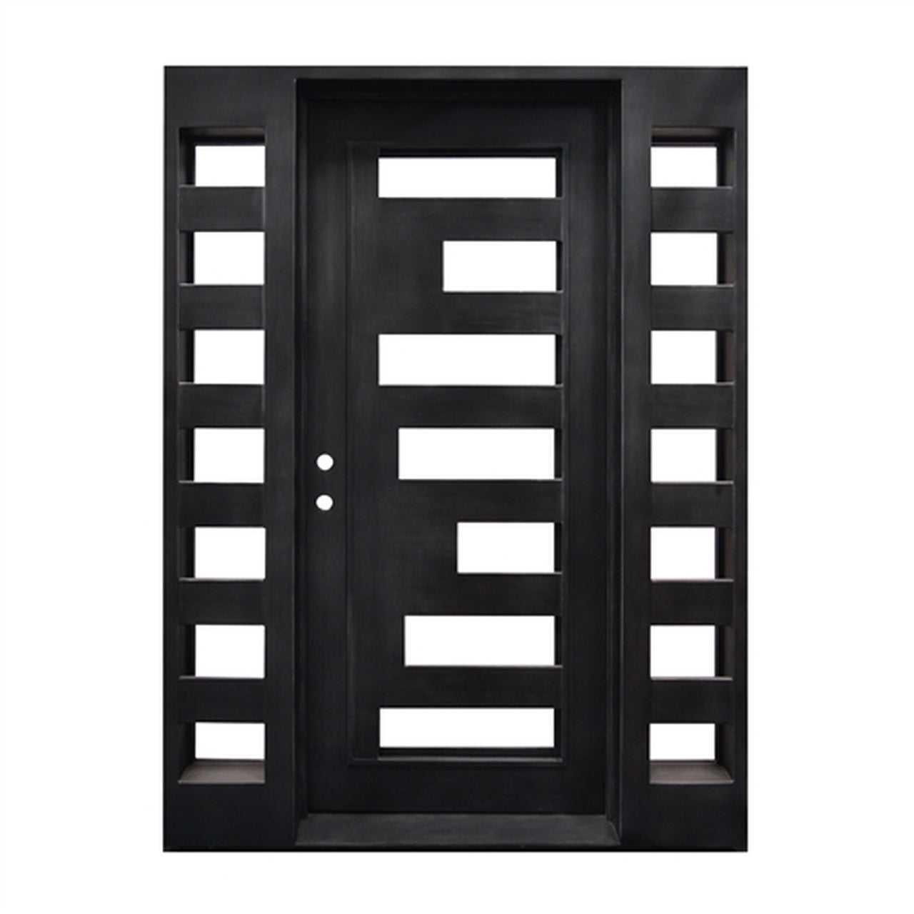 Aleko Doors Iron Square Top Geometric-Embossed Single Door