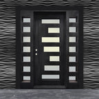 Aleko Doors Iron Square Top Geometric-Embossed Single Door
