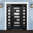 Aleko Doors Iron Square Top Geometric-Embossed Single Door