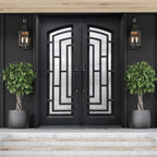 Aleko Doors Iron Square Top Modern Dual Door with Frame