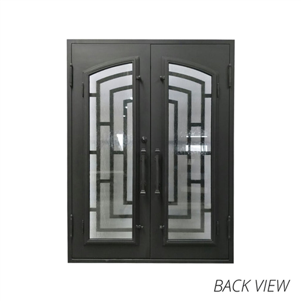 Aleko Doors Iron Square Top Modern Dual Door with Frame