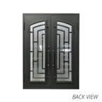 Aleko Doors Iron Square Top Modern Dual Door with Frame