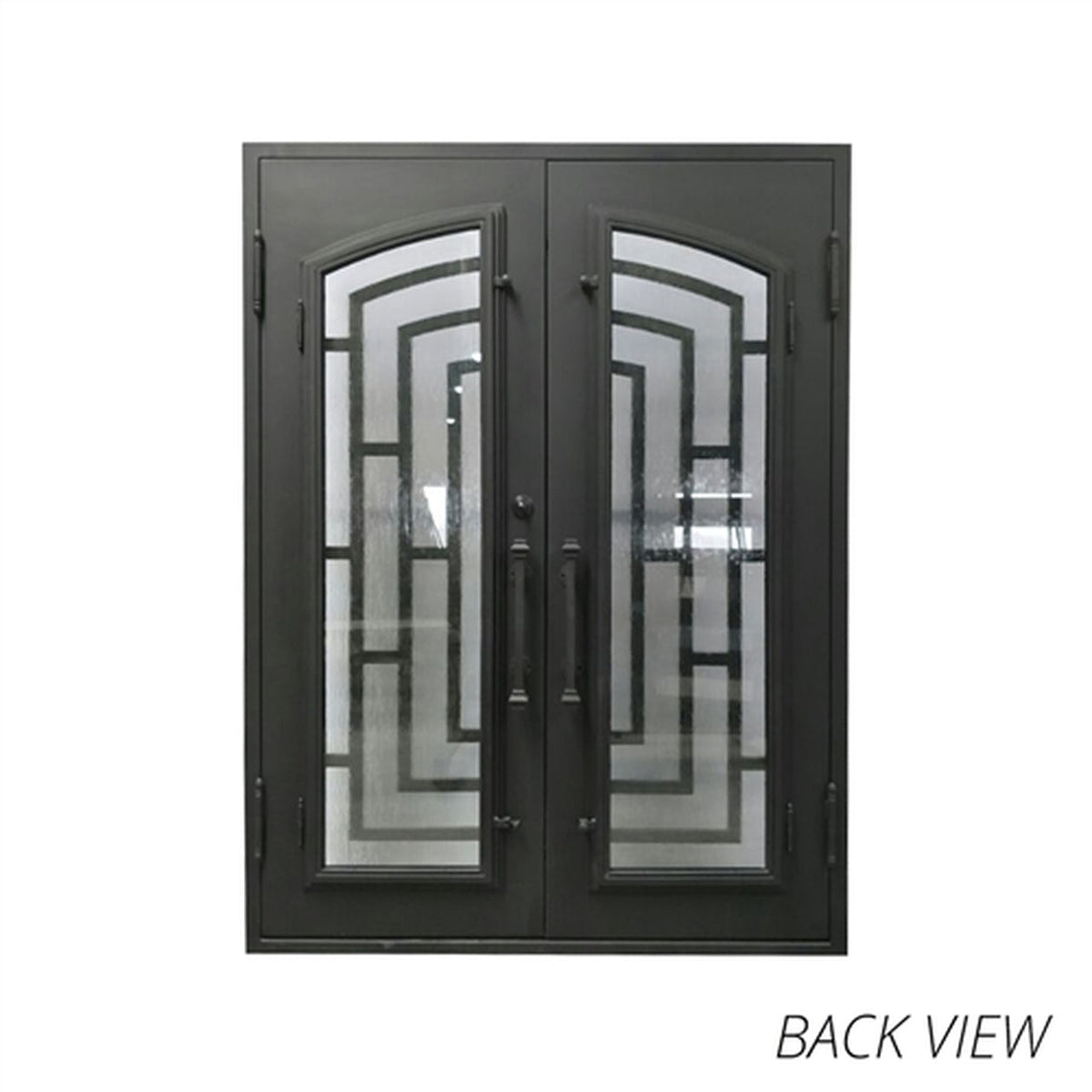 Aleko Doors Iron Square Top Modern Dual Door with Frame