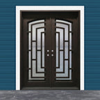 Aleko Doors Iron Square Top Modern Dual Door with Frame