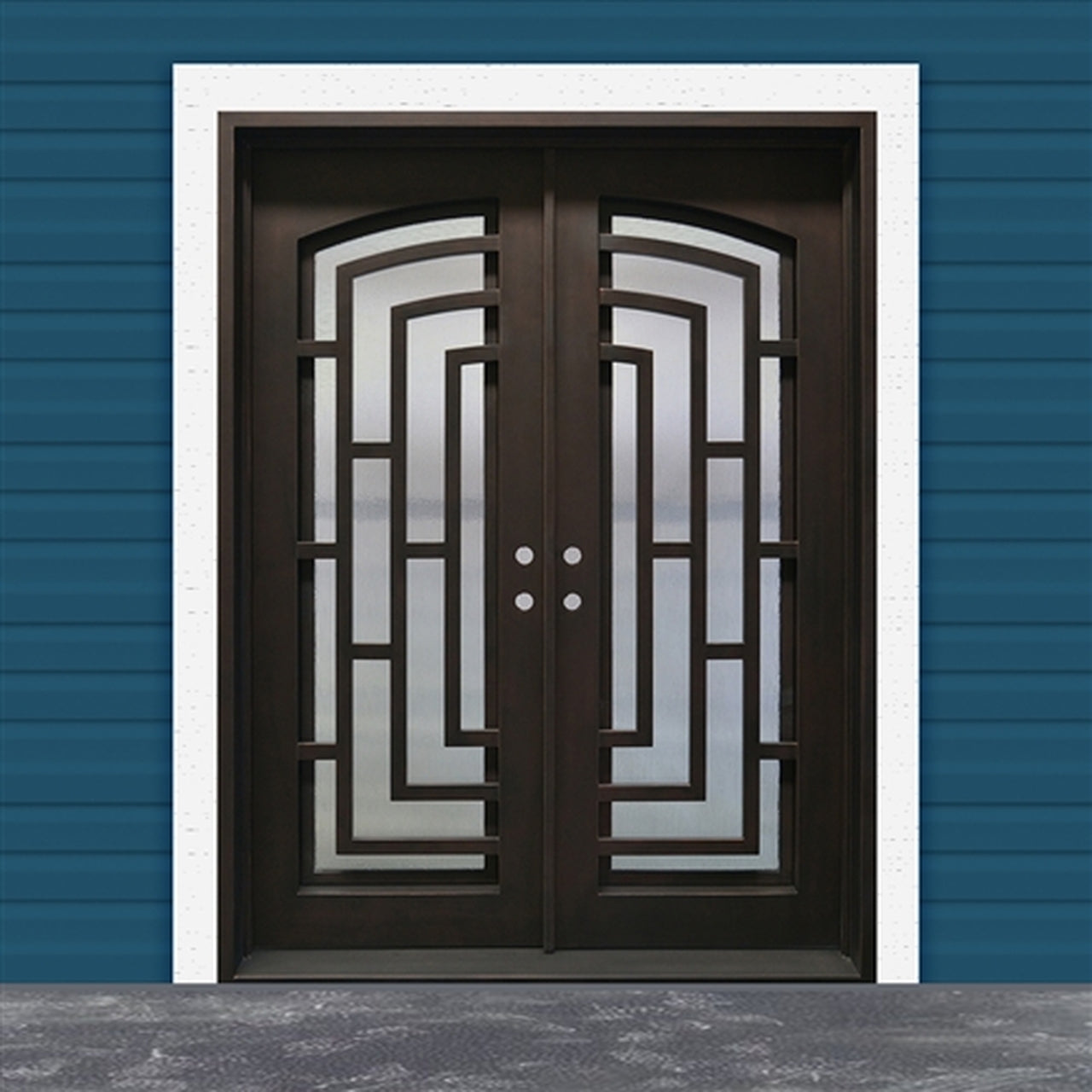 Aleko Doors Iron Square Top Modern Dual Door with Frame