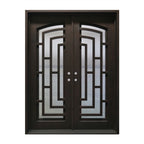 Aleko Doors Iron Square Top Modern Dual Door with Frame