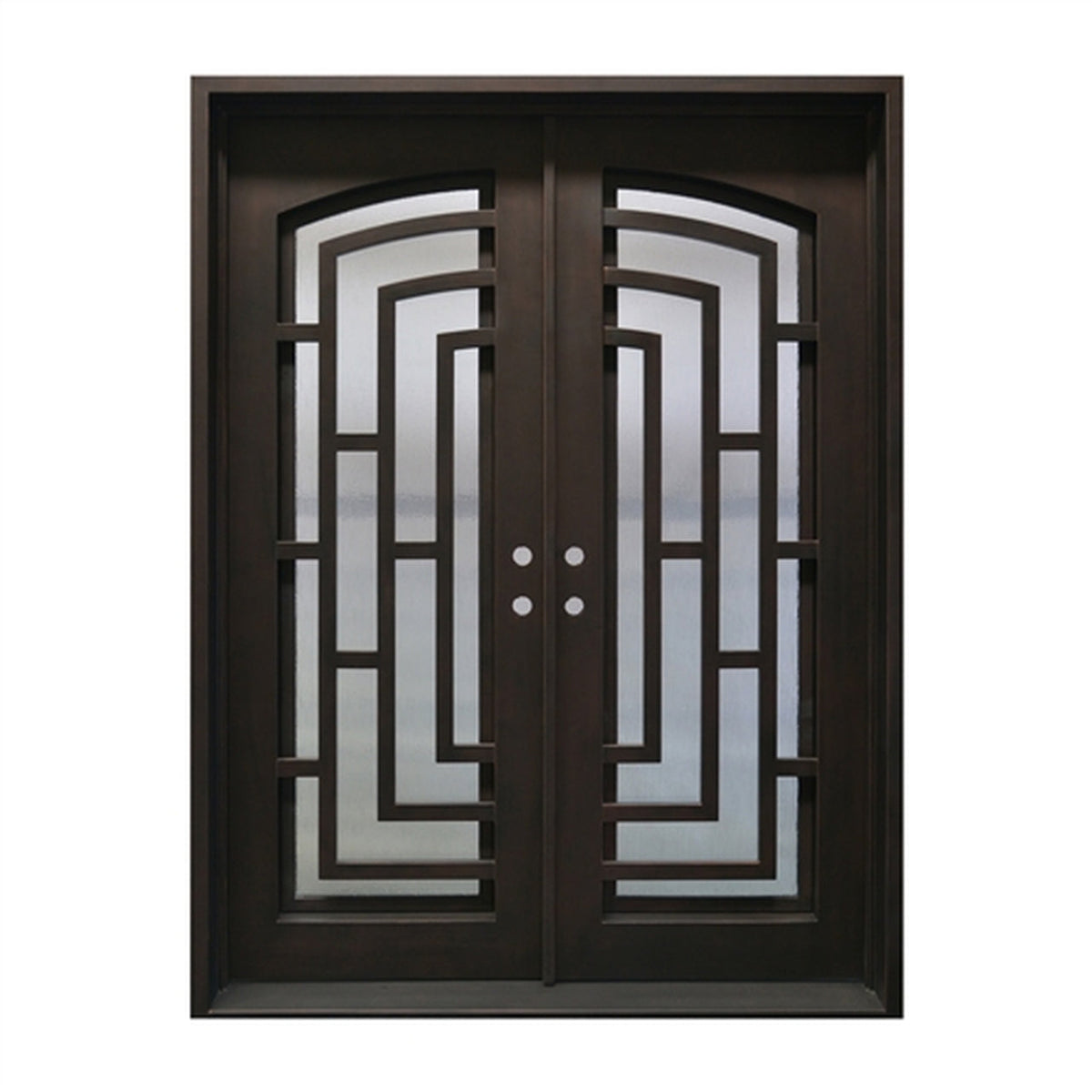 Aleko Doors Iron Square Top Modern Dual Door with Frame