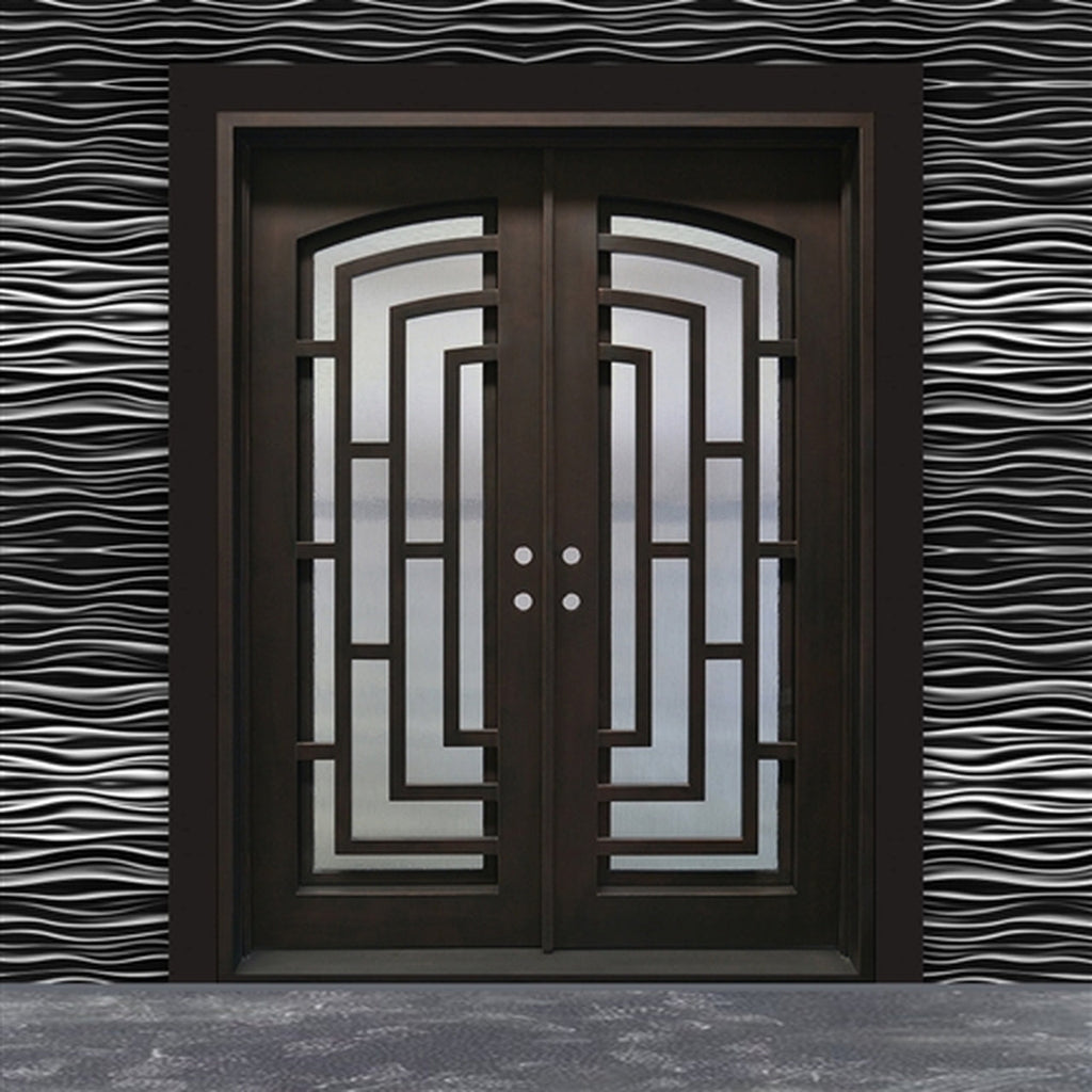 Aleko Doors Iron Square Top Modern Dual Door with Frame
