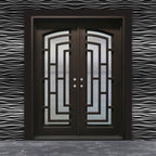 Aleko Doors Iron Square Top Modern Dual Door with Frame