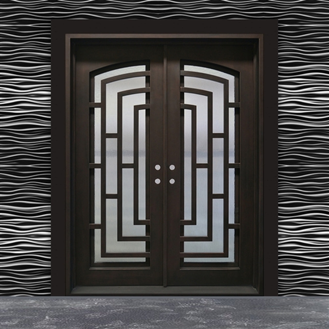 Aleko Doors Iron Square Top Modern Dual Door with Frame