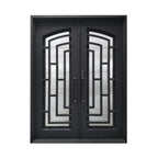 Aleko Doors Iron Square Top Modern Dual Door with Frame