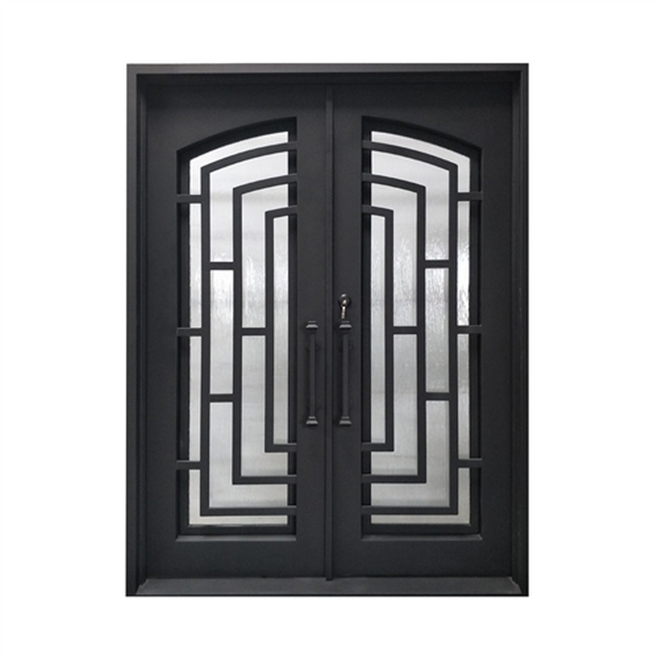 Aleko Doors Iron Square Top Modern Dual Door with Frame