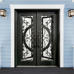 Aleko Doors Iron Vine and Curve Dual Door with Square Top