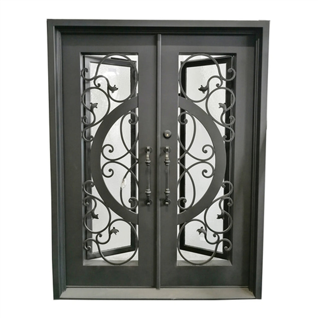 Aleko Doors Iron Vine and Curve Dual Door with Square Top