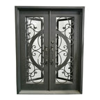 Aleko Doors Iron Vine and Curve Dual Door with Square Top