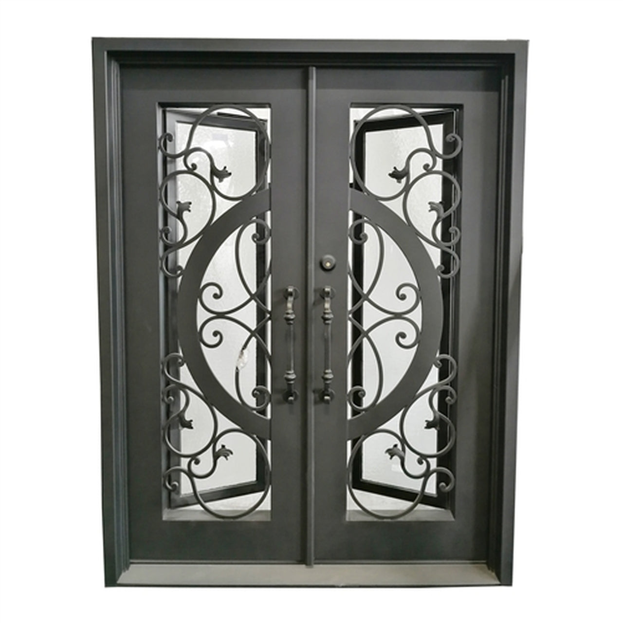 Aleko Doors Iron Vine and Curve Dual Door with Square Top