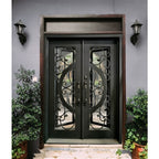 Aleko Doors Iron Vine and Curve Dual Door with Square Top