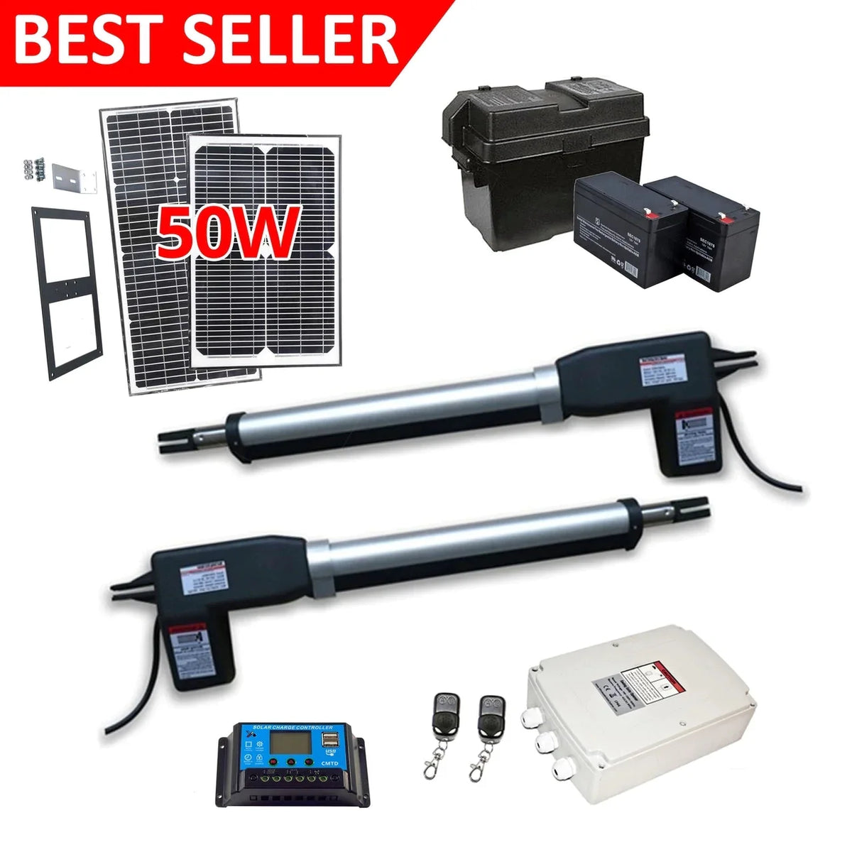 Aleko Dual Swing Gate Operator - AS1200 AC/DC - Solar Kit