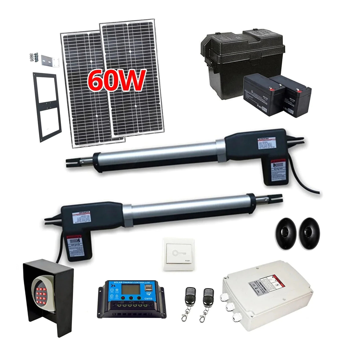 Aleko Dual Swing Gate Operator - AS1200 AC/DC - Solar Kit