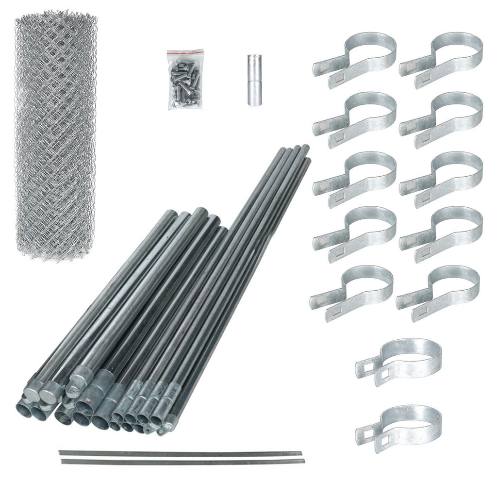 Aleko Galvanized Steel Chain Link Fence - Complete Kit - 5