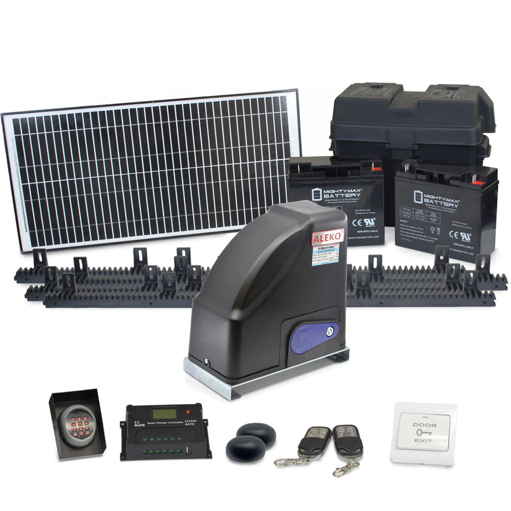 Aleko Gear-Driven Sliding Gate Opener – AR500 Solar Kit 30W