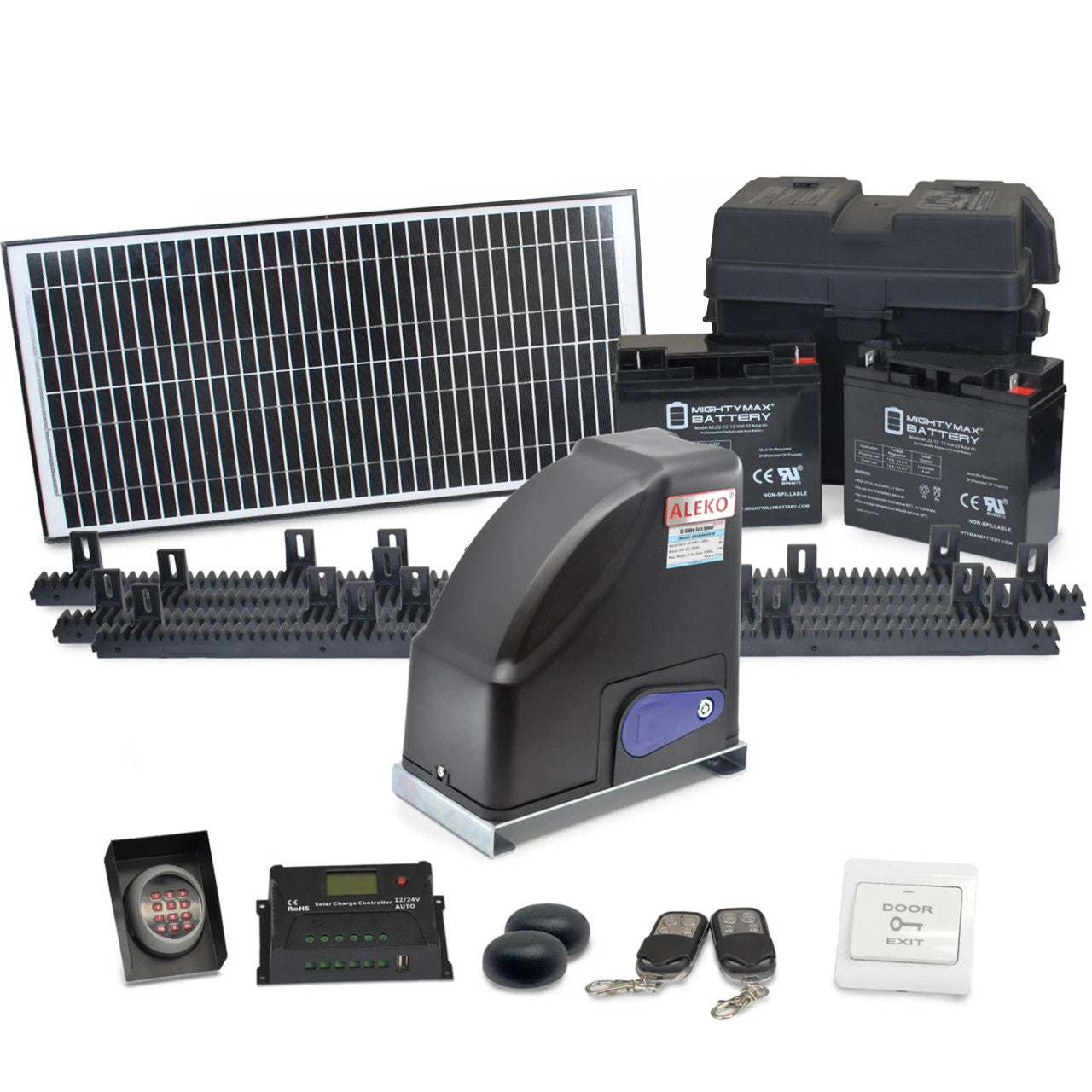 Aleko Gear-Driven Sliding Gate Opener – AR500 Solar Kit 30W