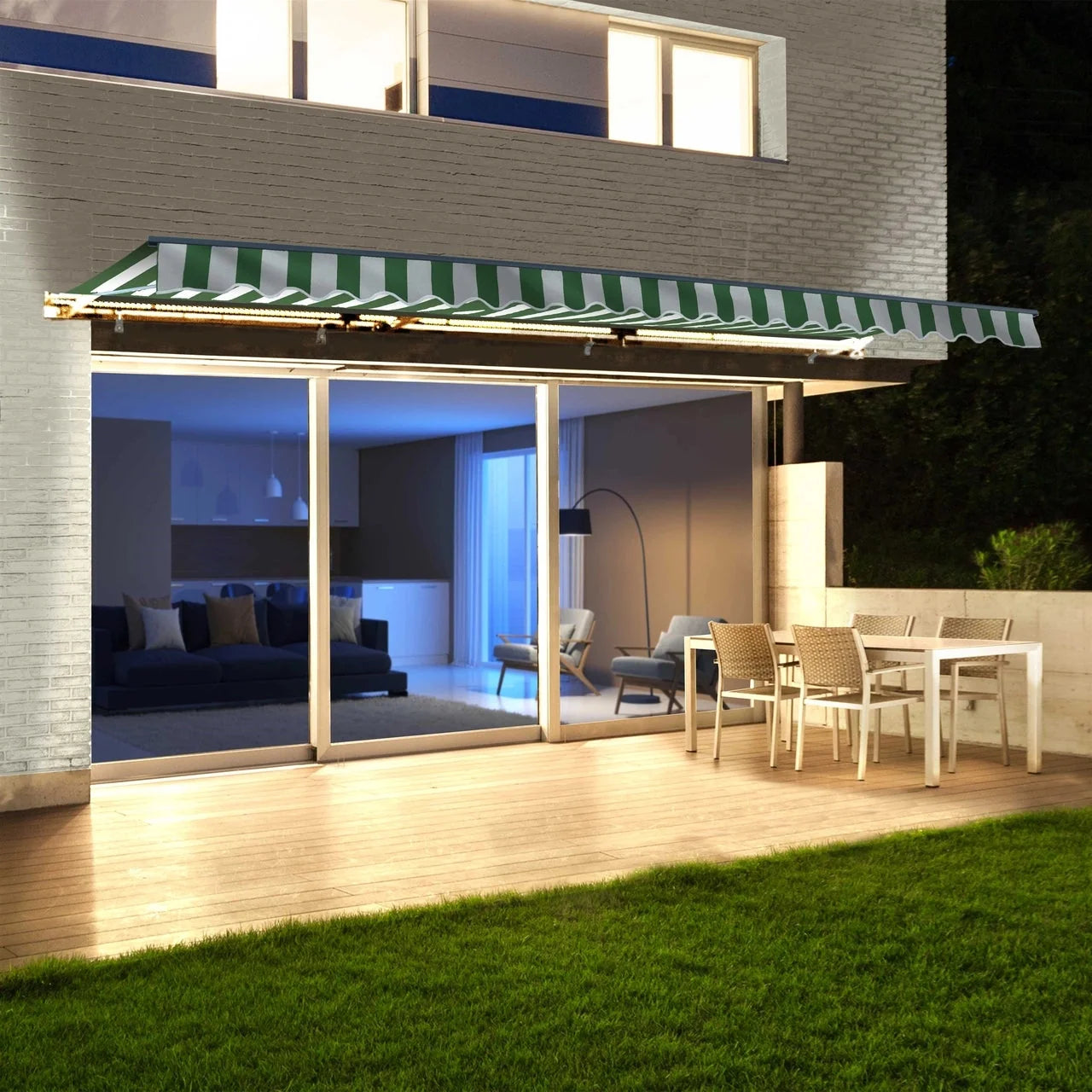 Aleko Half Cassette Motorized Retractable LED Luxury Patio