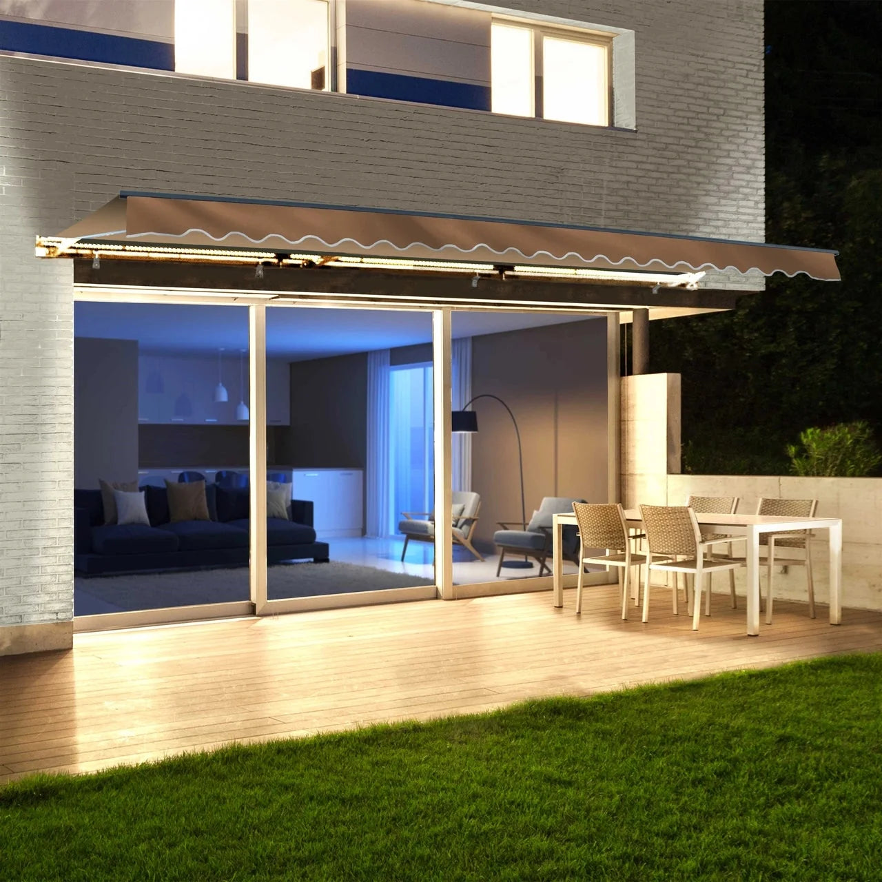 Aleko Half Cassette Motorized Retractable LED Luxury Patio