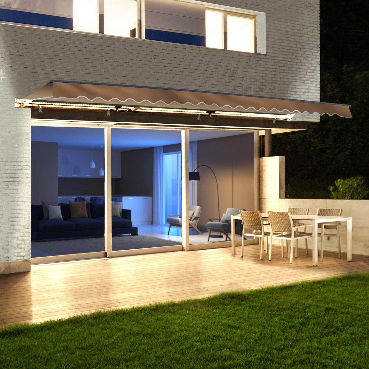 Aleko Half Cassette Motorized Retractable LED Luxury Patio