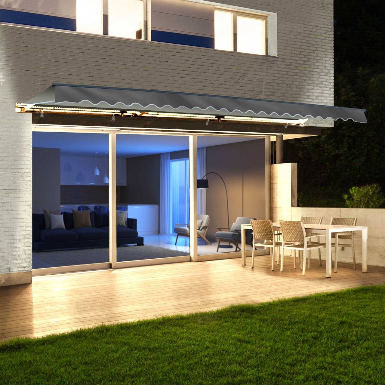 Aleko Half Cassette Motorized Retractable LED Luxury Patio