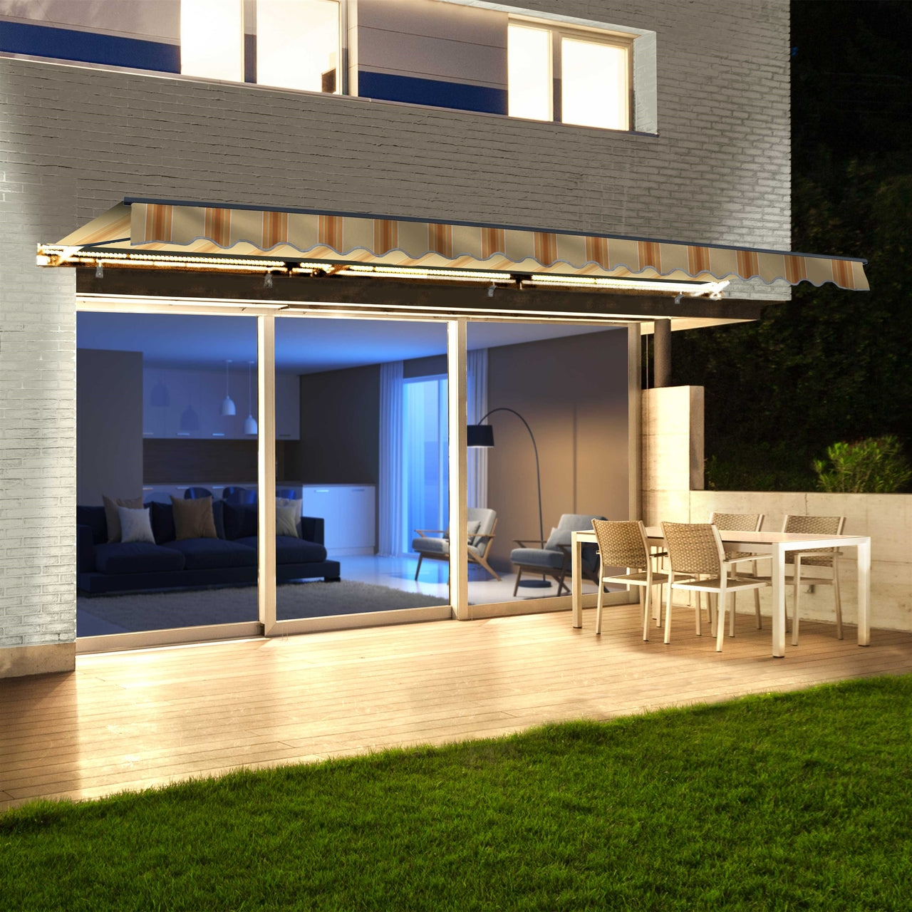 Aleko Half Cassette Motorized Retractable LED Luxury Patio