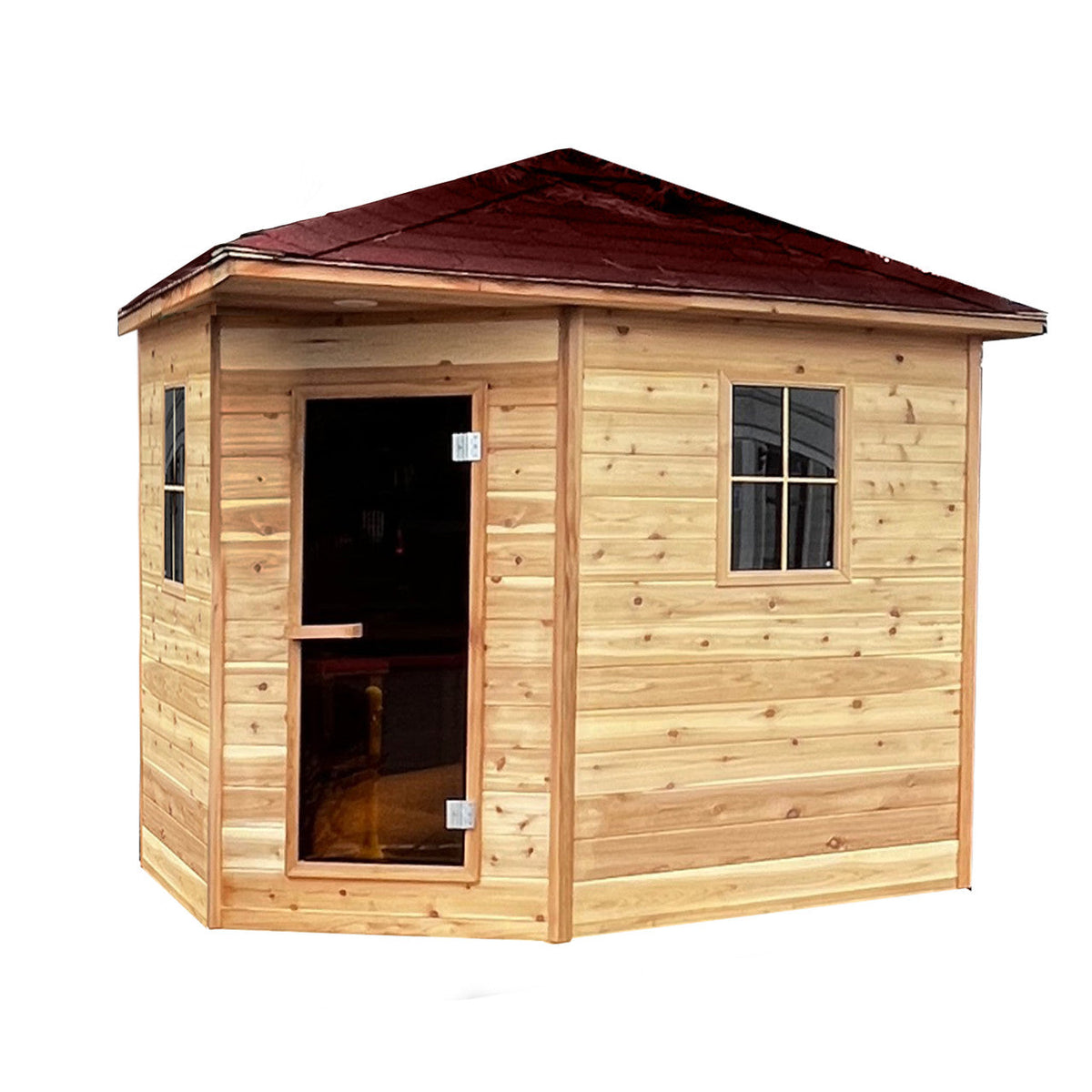 Aleko Inland Red Cedar Wet Dry Outdoor Sauna with Asphalt