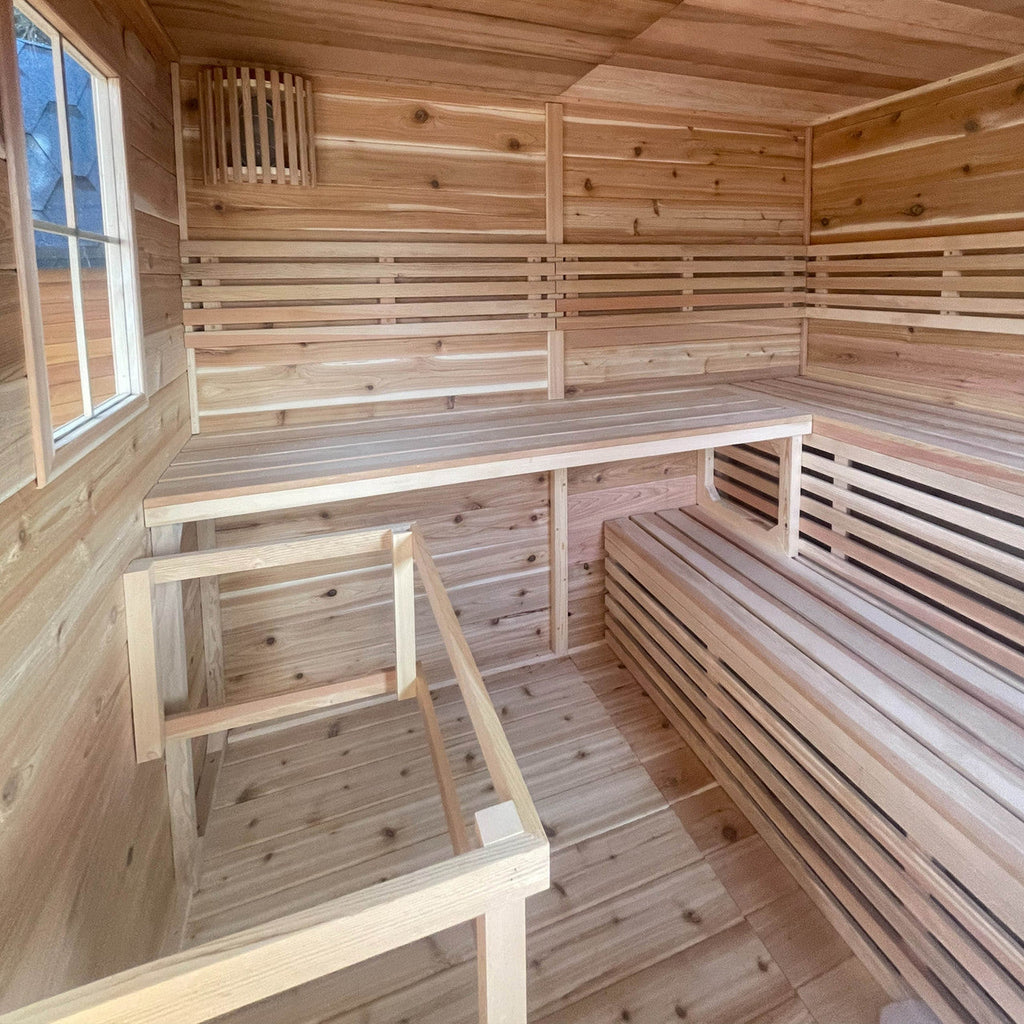 Aleko Inland Red Cedar Wet Dry Outdoor Sauna with Asphalt
