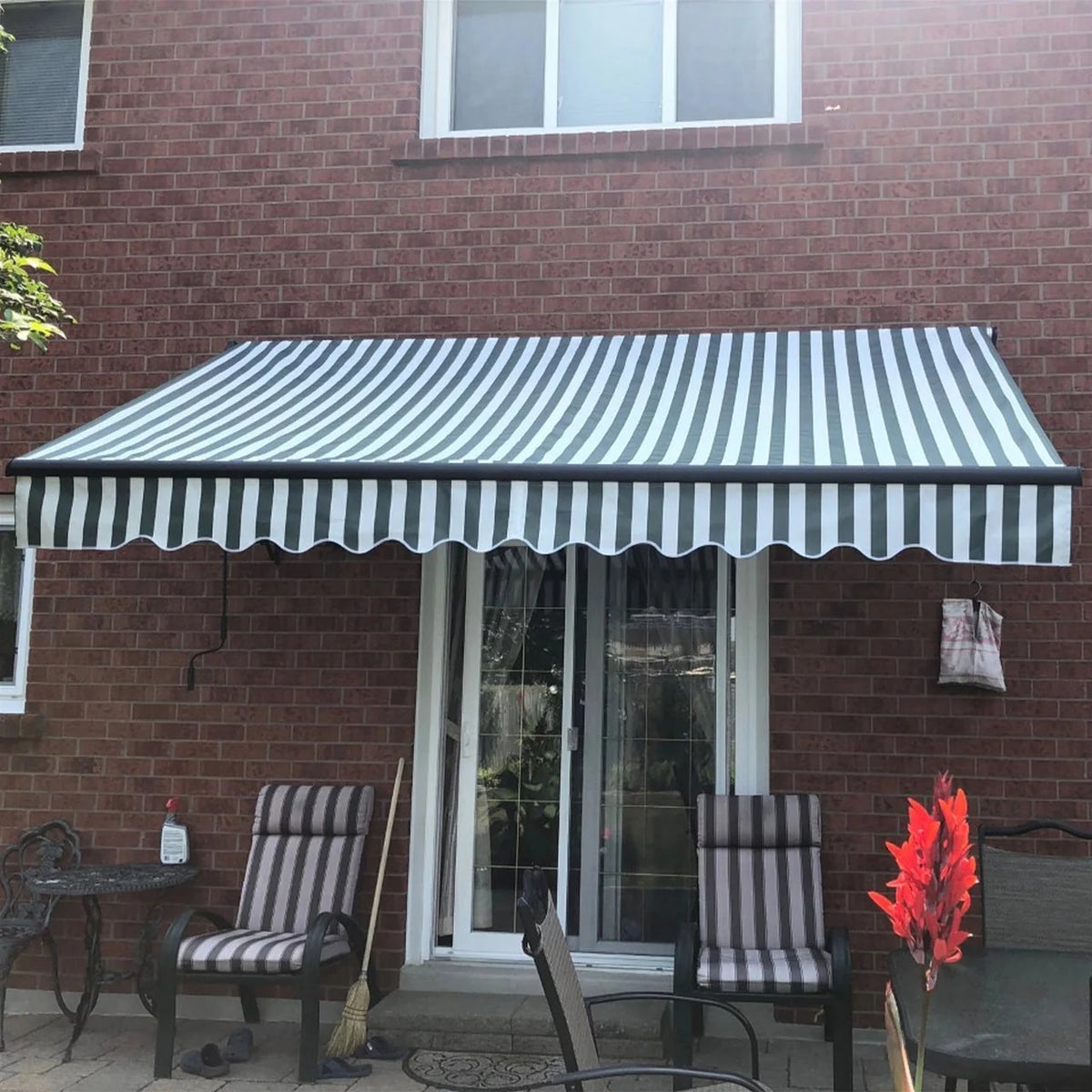 Aleko Motorized Retractable Black Frame Patio Awning 12 x