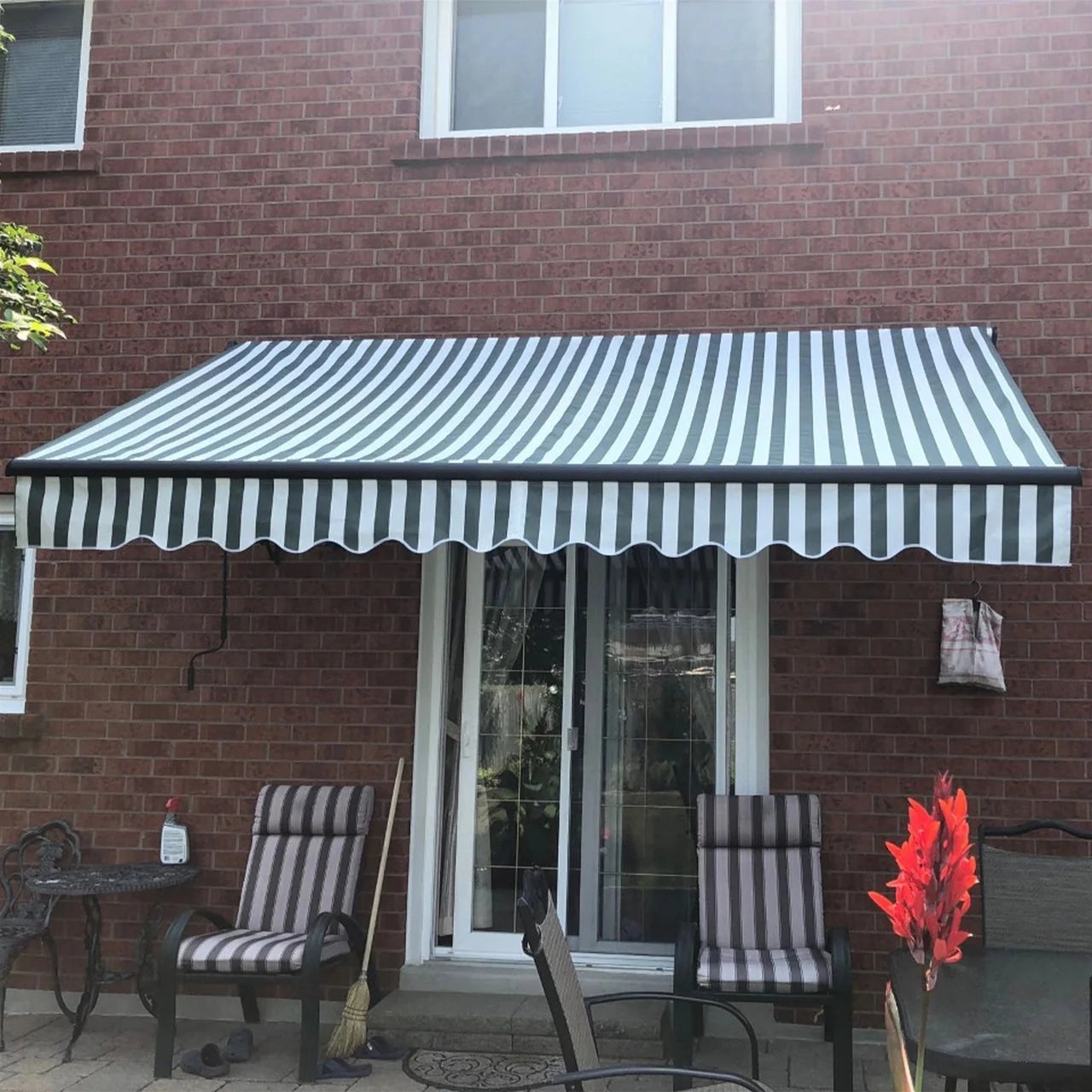 Aleko Motorized Retractable Black Frame Patio Awning 13 x