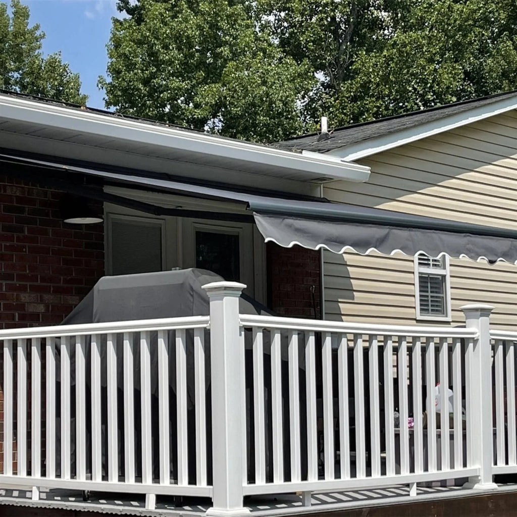 Aleko Motorized Retractable Black Frame Patio Awning 20 x