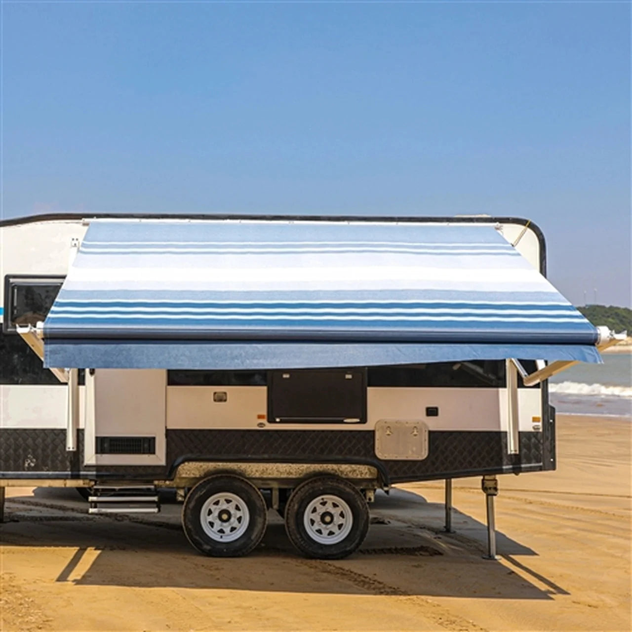 Aleko Motorized Retractable RV Awning - 10 x 8 Feet - Blue