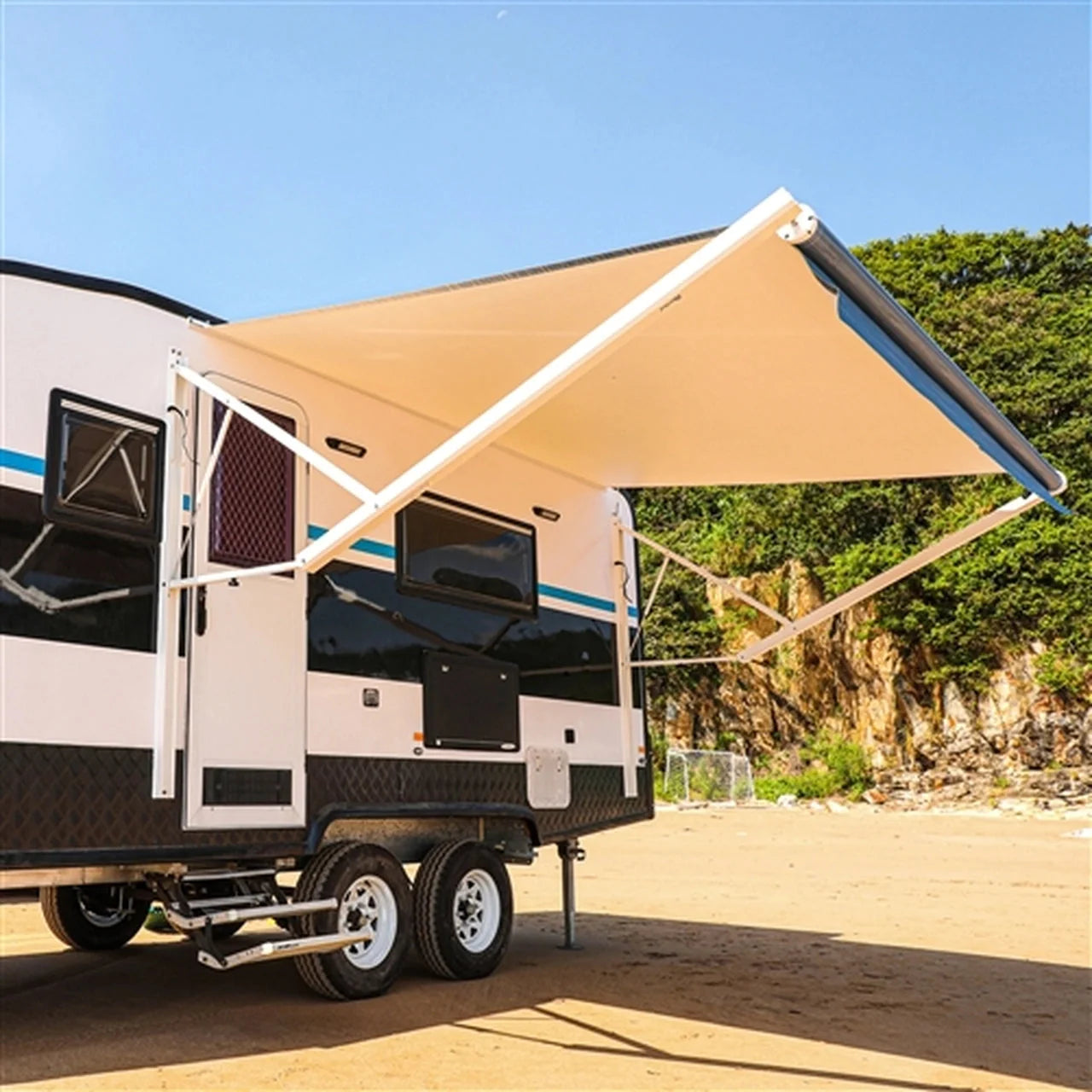 Aleko Motorized Retractable RV Awning - 15 x 8 Feet - Blue