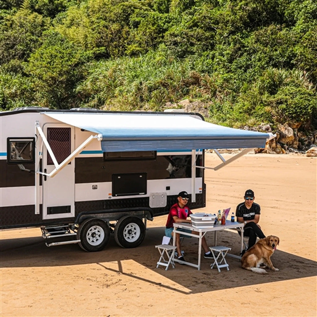 Aleko Motorized Retractable RV Awning - 15 x 8 Feet - Blue