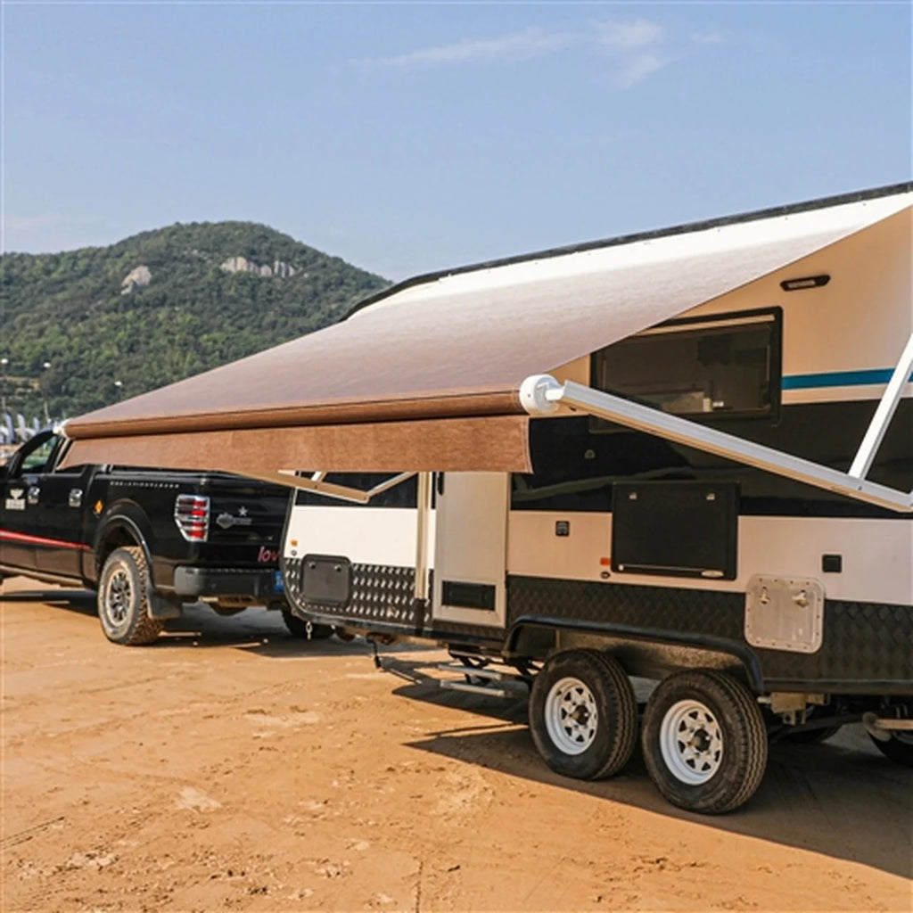 Aleko Motorized Retractable RV Awning - 15 x 8 Feet - Brown